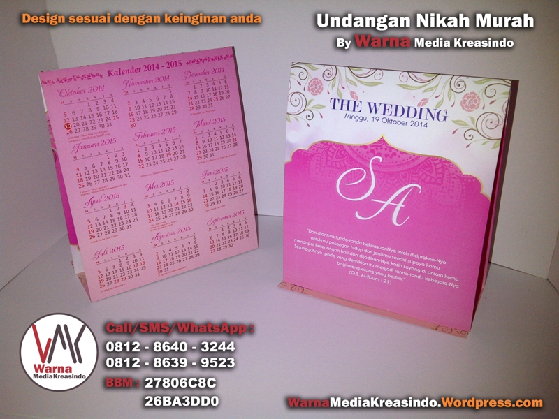 Undangan Kalender Bunga Pink  Undangan Nikah Murah Kreasimu